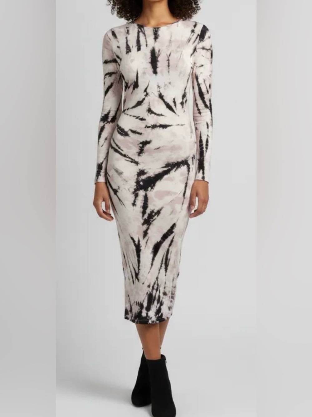 Young Fabulous & Broke Tie-Dye Long Sleeve Bodycon Midi Dress Size M